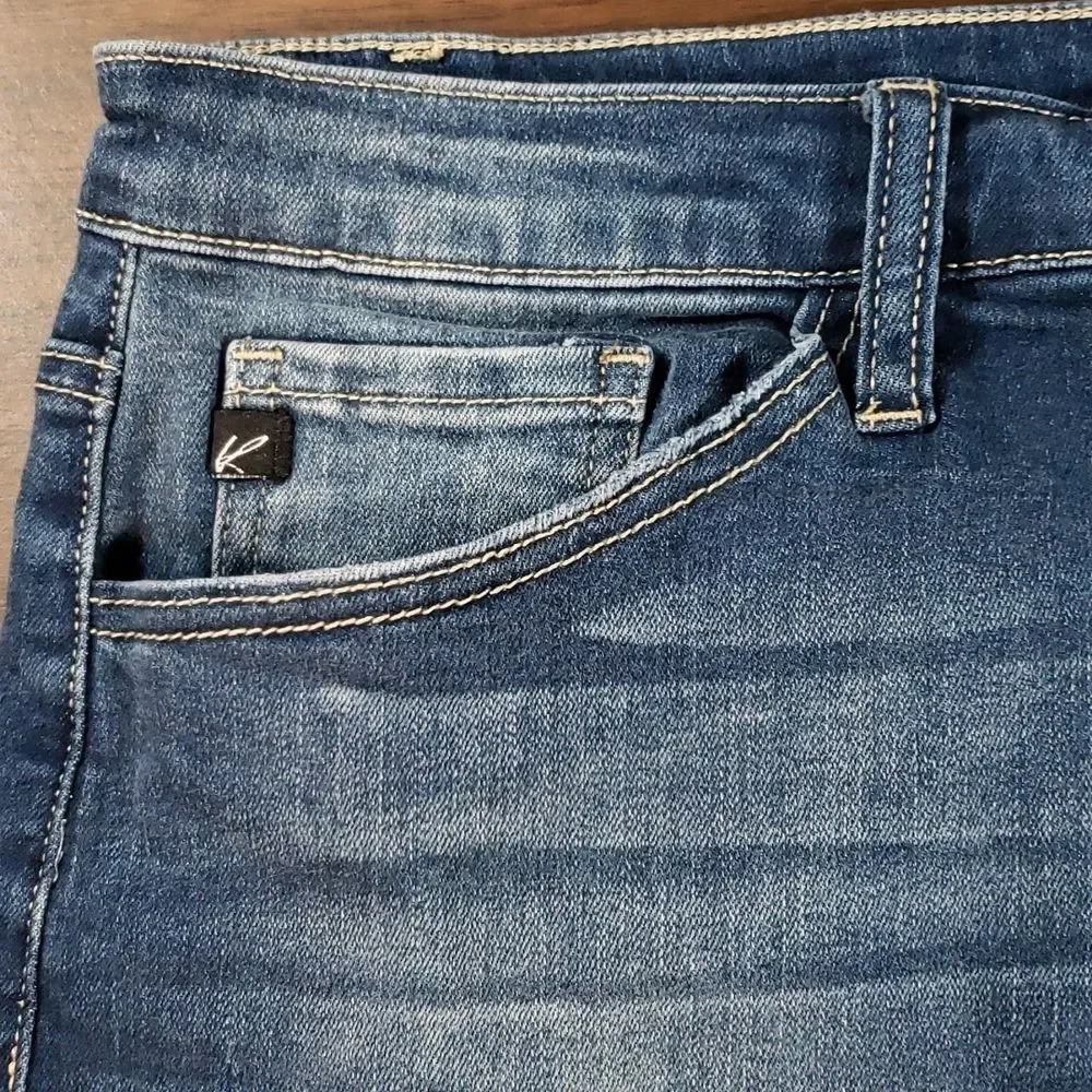 NEW NWT Jean Denim Distressed‎ Raw Hem Skirt by KanCan KC6062M Size 11 29